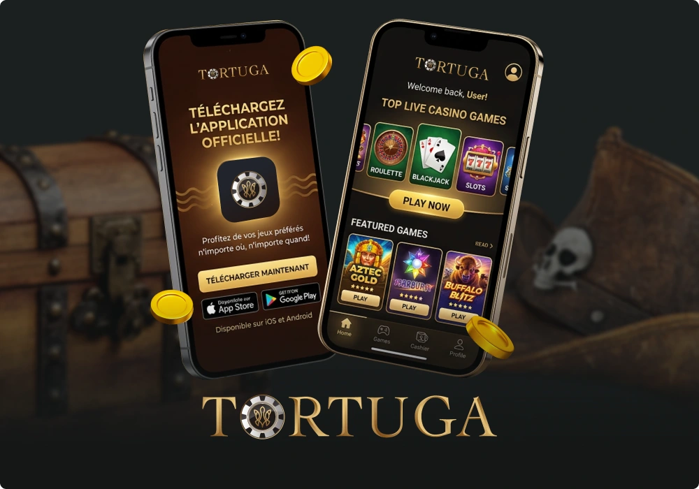 Application Tortuga Casino pour Android et iOS avec accès pratique sur mobile